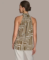 Donna Karan New York Women's High-Neck Printed Halter Top, Regular & Petite