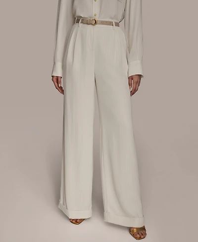 Donna Karan New York Women's Pinstripe Wide-Leg Belted Pants, Regular & Petite
