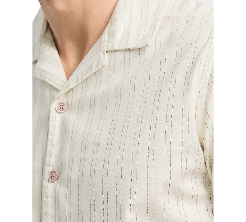 Men's Salaman Short Sleeve Striped Button-Front Camp Shirt