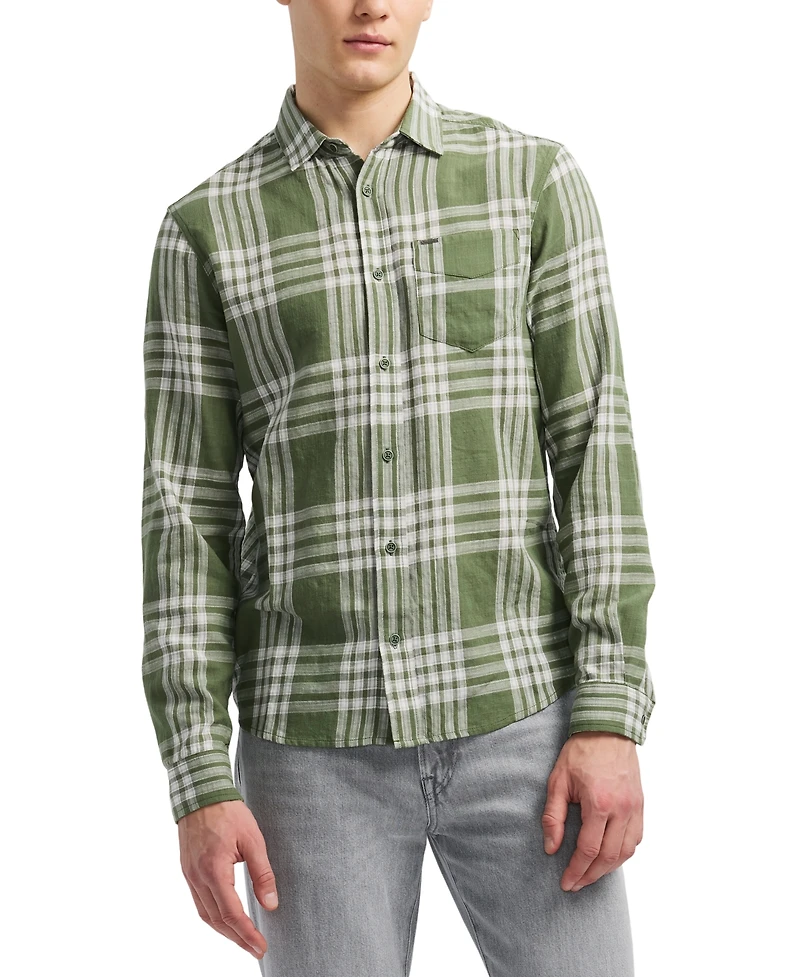 Men's Saroz Long Sleeve Plaid Button-Front Shirt