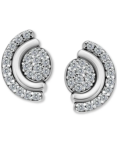 Giani Bernini Cubic Zirconia Pave Half Halo Stud Earrings Sterling Silver, Exclusively at Macy's