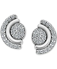 Giani Bernini Cubic Zirconia Pave Half Halo Stud Earrings Sterling Silver, Exclusively at Macy's