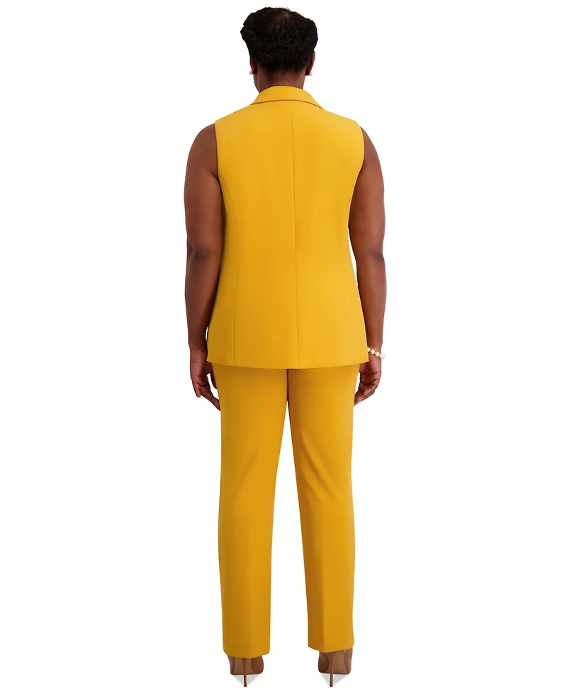 Kasper Notched Collar Open-Front Regular & Plus Sizes Vest Jacket