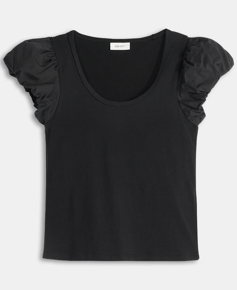 On 34th Women's Balloon-Sleeve Scoop-Neck T-Shirt, Exclusively at Macy's