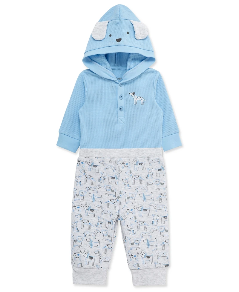 Little Me Baby Boys Cotton Puppy Bodysuit & Pants Set