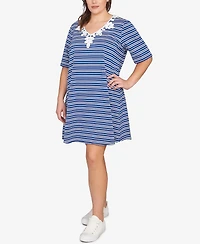 Ruby Rd. Plus Size Embroidered Stripe Knit Dress