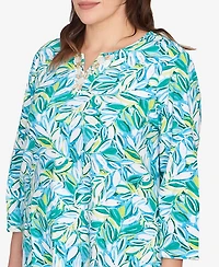 Ruby Rd. Plus Tossed Leaves Embellished Knit Top