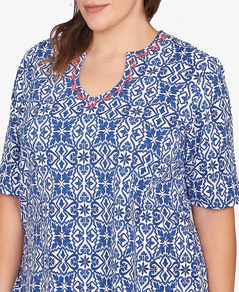 Ruby Rd. Plus Pacific Medallions Embellished Knit Top