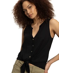 Sanctuary Women's Button-Up Tie-Front Sleeveless Top