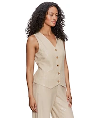 Sanctuary Women's Sequin Stripe Button-Front Vest