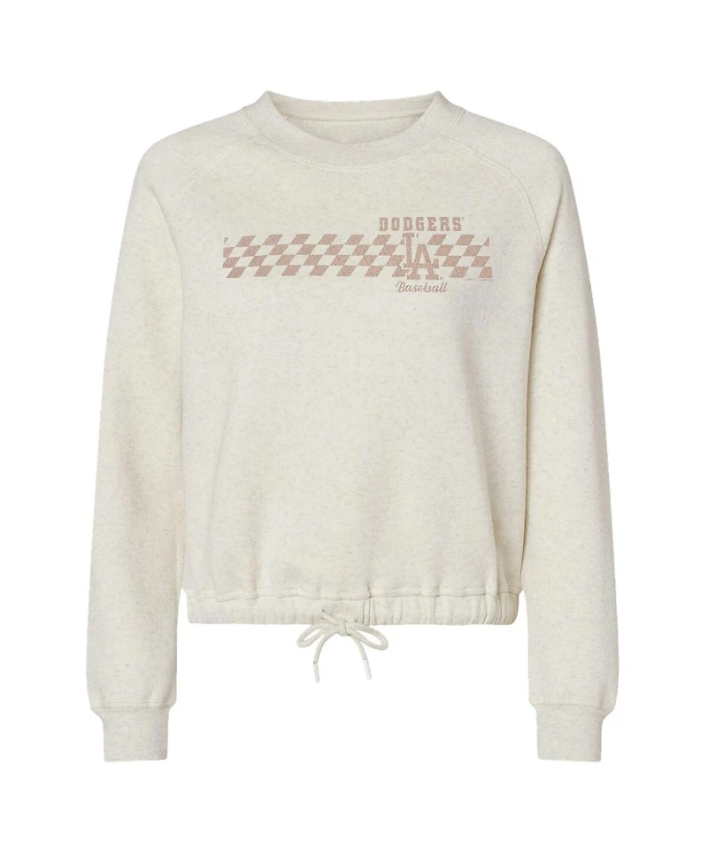 Soft as a Grape Women's Natural Los Angeles Dodgers Tonal Checkered Sweatshirt