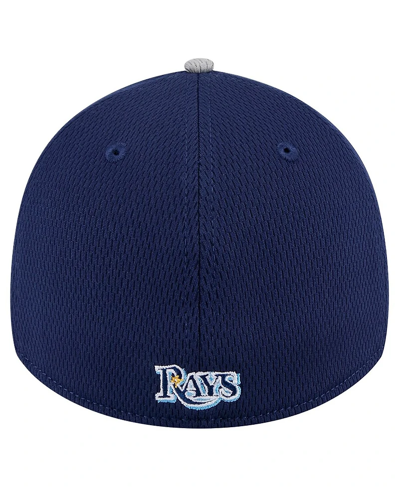 New Era Men's Gray/Navy Tampa Bay Rays Visor Trim 39THIRTY Flex Hat