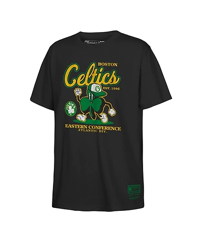 Mitchell & Ness Big Boys and Girls Black Boston Celtics Retro Mascot Script T-Shirt