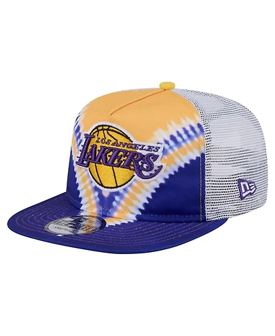 New Era Men's Purple/Gold Los Angeles Lakers Throwback Dye Golfer Snapback Hat