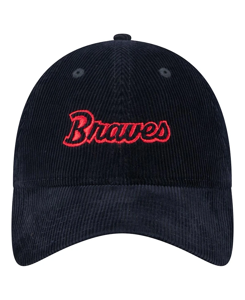 New Era Women's Navy Atlanta Braves Corduroy 9TWENTY Adjustable Hat