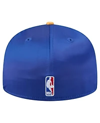 New Era Men's Royal/Gold Golden State Warriors Throwback Satin Vintage Pin Two-Tone 59FIFTY Fitted Hat