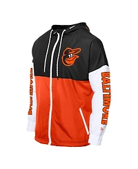 New Era Men's Orange/Black Baltimore Orioles Color Block Full-Zip Hoodie Windbreaker Jacket