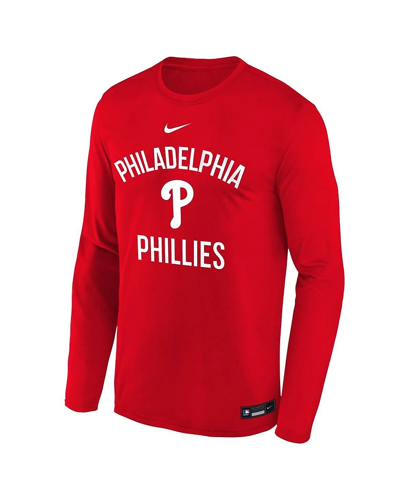Nike Big Boys and Girls Red Philadelphia Phillies Authentic Collection Legend Performance Long Sleeve T-Shirt