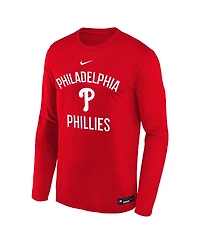 Nike Big Boys and Girls Red Philadelphia Phillies Authentic Collection Legend Performance Long Sleeve T-Shirt