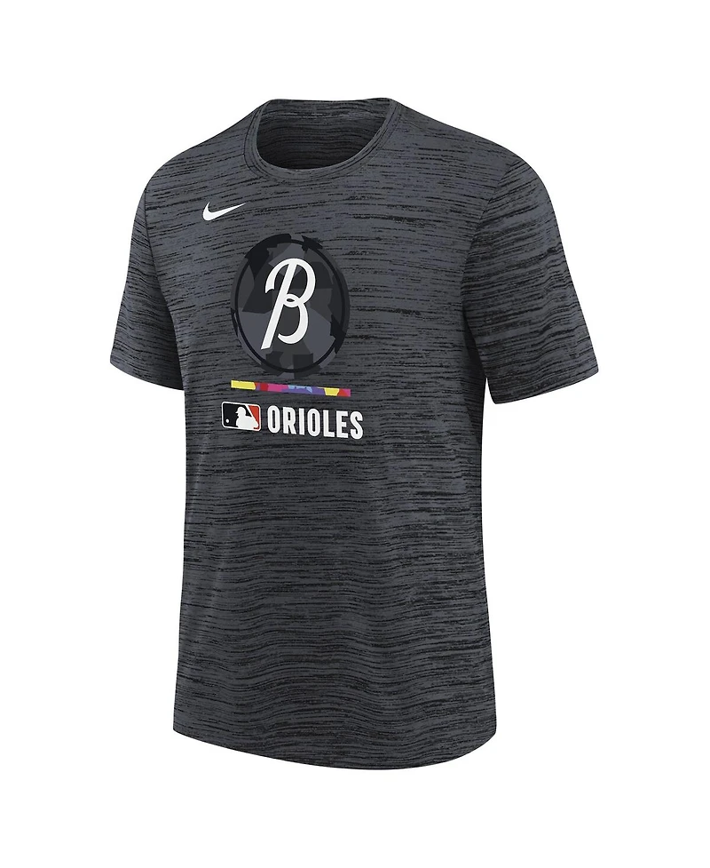 Nike Big Boys and Girls Black Baltimore Orioles Authentic Collection City Connect Velocity Performance T-Shirt