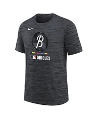 Nike Big Boys and Girls Black Baltimore Orioles Authentic Collection City Connect Velocity Performance T-Shirt