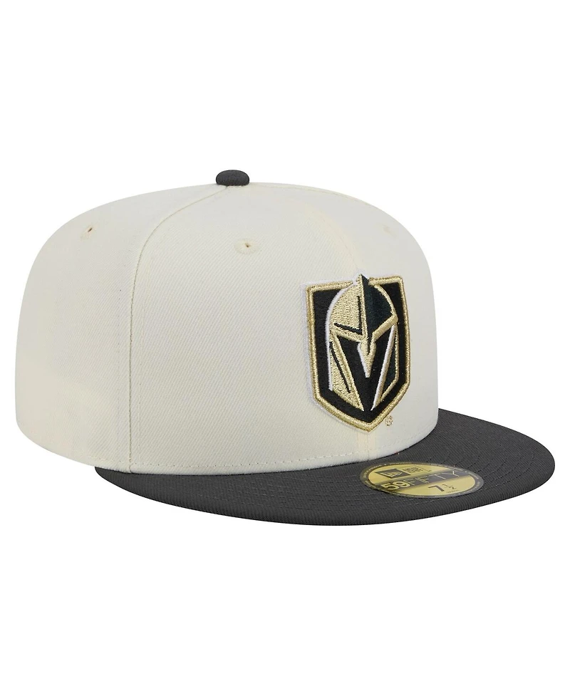 New Era Men's White Vegas Golden Knights Chrome Two-Toned 59FIFTY Fitted Hat