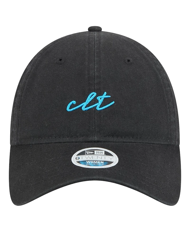 New Era Women's Black Charlotte Fc Script 9TWENTY Adjustable Hat