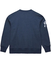 Mitchell & Ness Men's Derek Jeter Heather Navy New York Yankees Legends Collection Vintage Logo Fleece Name Number Pullover Sweatshirt