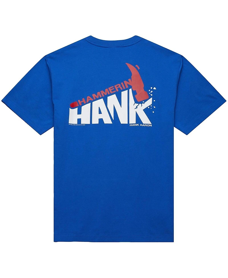 Mitchell & Ness Men's Hank Aaron Royal Atlanta Braves Legends Collection Vintage Logo T-Shirt