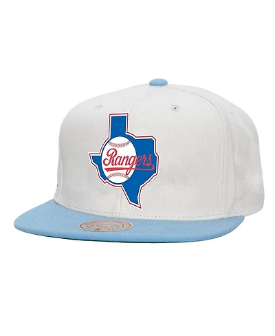 Mitchell & Ness Men's White Texas Rangers Cooperstown Collection Basic Flip Snapback Hat