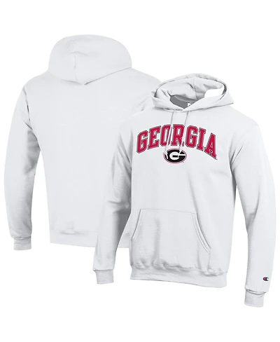 Champion Men's White Georgia Bulldogs Arched Logo Fleece Pullover Hoodie