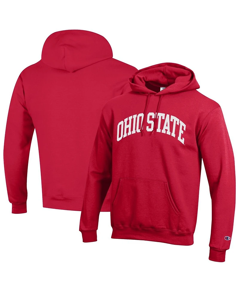 Champion Men's Scarlet Ohio State Buckeyes Basic Arch Fleece Pullover Hoodie