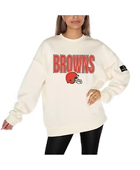 Gameday Couture Women's Cream Cleveland Browns Premium Fleece Drop Shoulder Pullover Sweatshirt