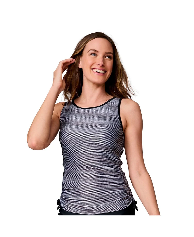 Free Country Women's Full Side Shirring Tankini Top