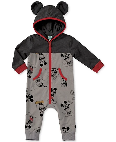 Disney Baby Boys Mickey Mouse Fleece Hooded Coverall