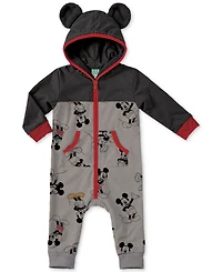 Disney Baby Boys Mickey Mouse Fleece Hooded Coverall