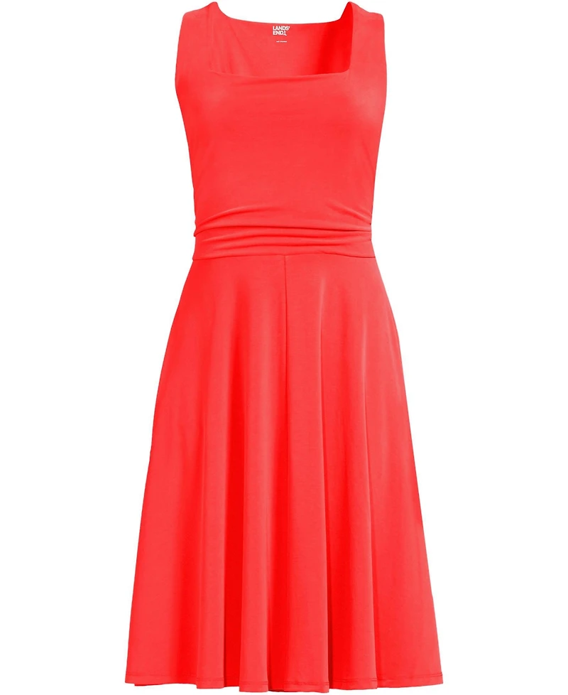 Lands' End Women's Cupro Fit and Flare Sleeveless Dress