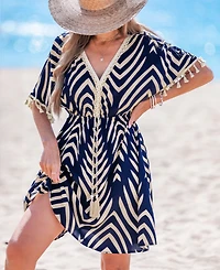 Cupshe Women's Tropic Oasis Abstract Mini Beach Dress