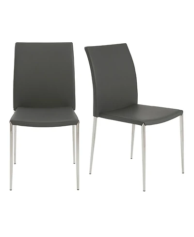 Set of 2 Faux Leather Steel Stacking Chairs for Dining Room or Office Seating