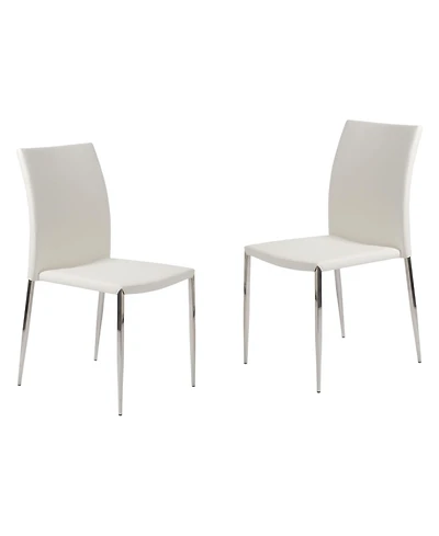 Set of 2 Faux Leather Steel Stacking Chairs for Dining Room or Office Seating