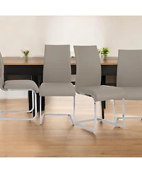 Set of 4 Faux Leather Long Back Cantilever Chairs for Dining Room or Office