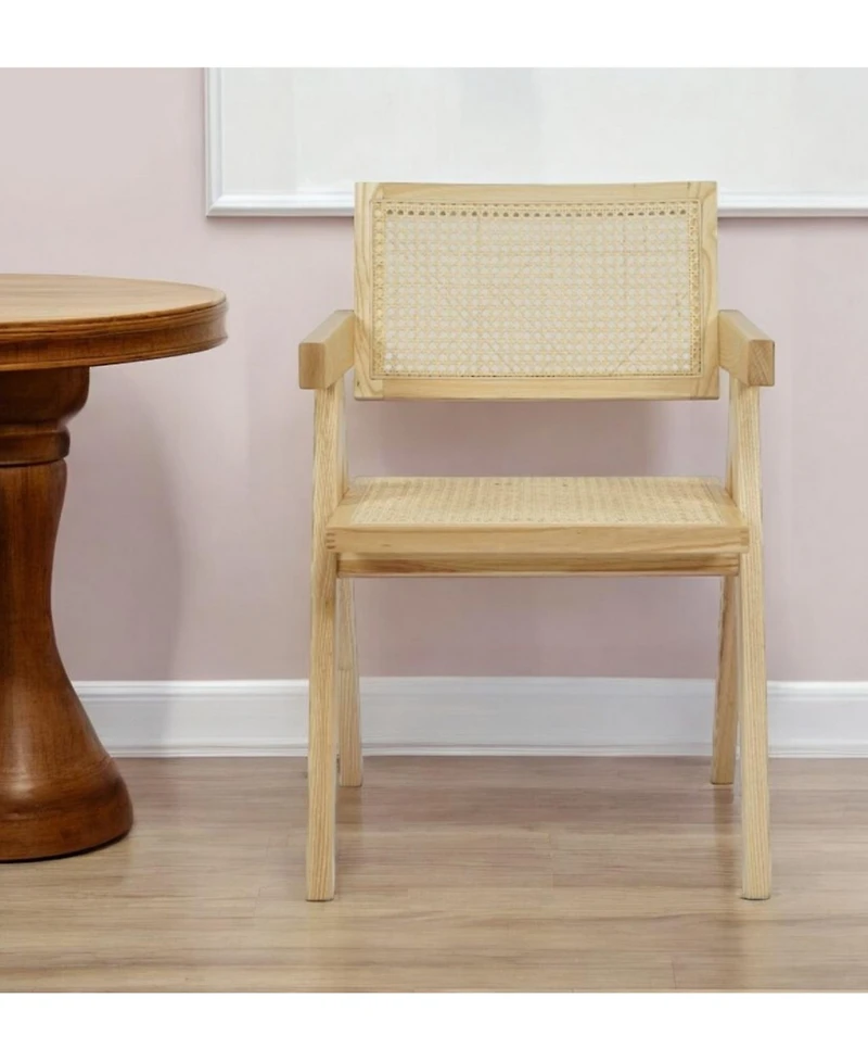 Wood Dining Arm Chair with Open Back Design for Kitchen or Dining Room