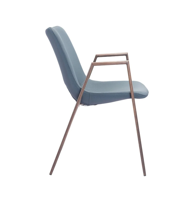 Set of Two Upholstered Faux Leather Open Back Dining Arm Chairs