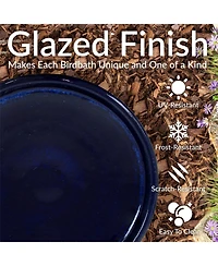 Outdoor Weather-Resistant Garden Patio High-Fired Smooth Ceramic Hand-Painted Duo Tone Bird Bath