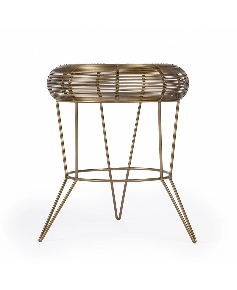 Contemporary Round Top End Table with Wire Base for Living Room