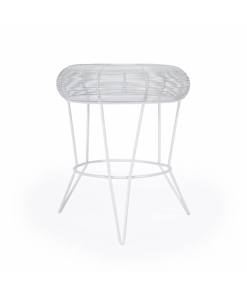 Contemporary Round Top End Table with Wire Base for Living Room