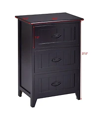 Gymax 2 Pcs 3 Drawers Nightstands End Table Storage Wood Side Bedside