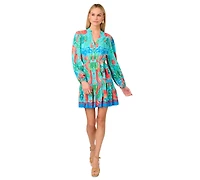 Adrianna by Papell Women's Printed Long-Sleeve Dress