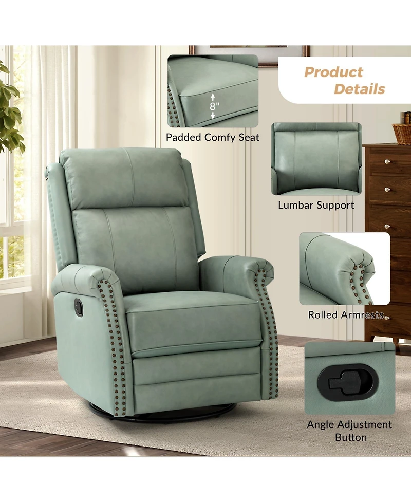 Osvaldo 30.5" Wide Genuine Leather Manual Recliner