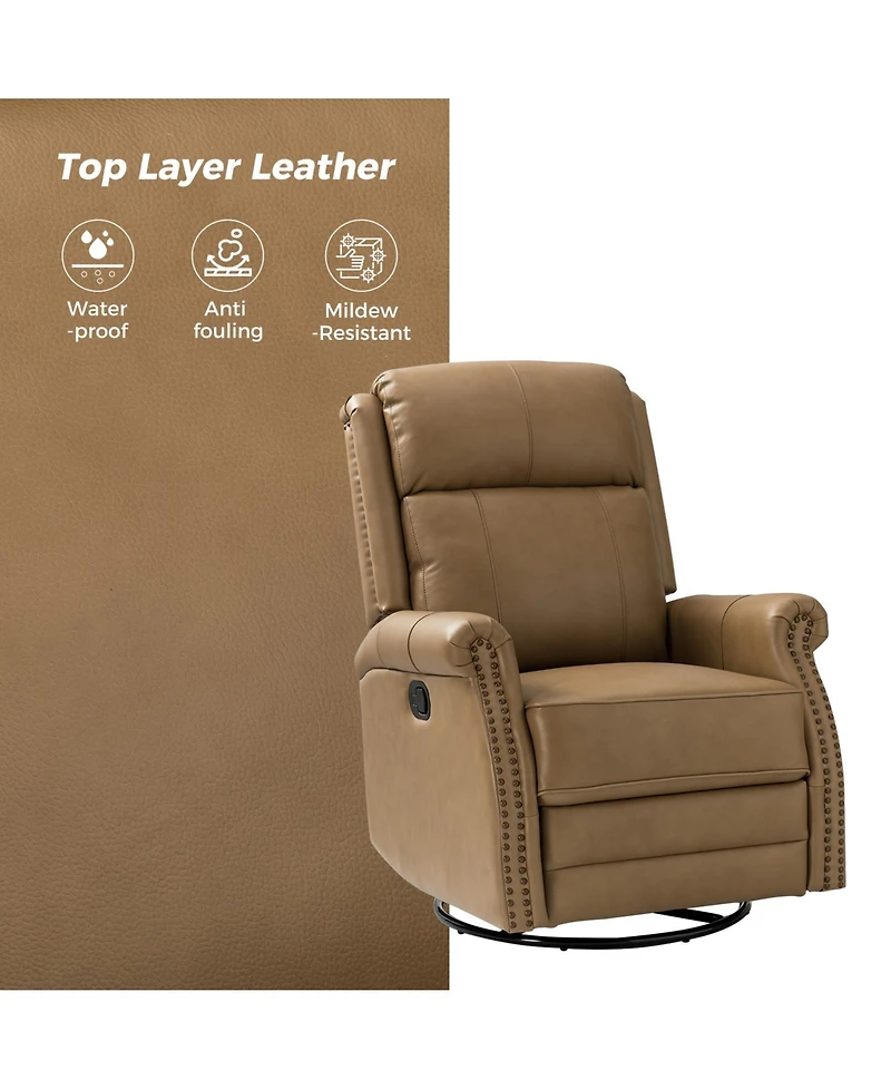 Osvaldo 30.5" Wide Genuine Leather Manual Recliner